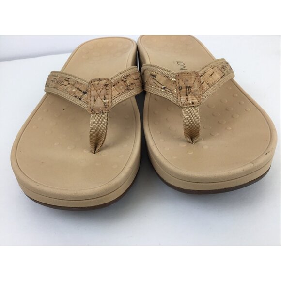 Vionic High Tide Sandals TVW4895 Cork/Gold Wedge Flip Flops Size 11W Wide - Picture 5 of 10